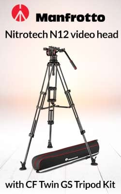 Manfrotto Nitrotech N12 video head with CF Twin GS Tripod Kit