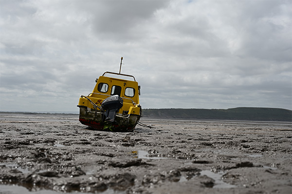 Low-Angle Shot of Yellow Boat