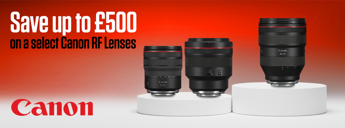 Save up to £500 on a wide selection of Canon RF Lenses