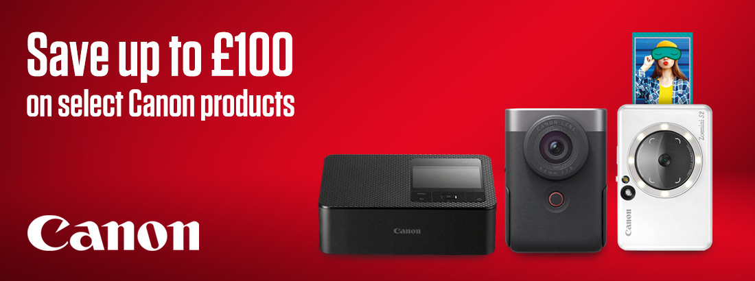 Save up to £100 on select Canon products Oct 24 BW