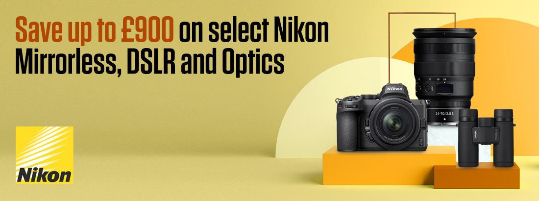 Save up to £900 on select Nikon Mirrorless Cameras, DSLRs and Optics