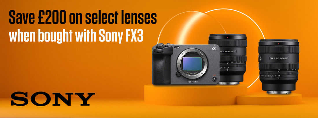 Save £200 on select lenses when bought with Sony FX3