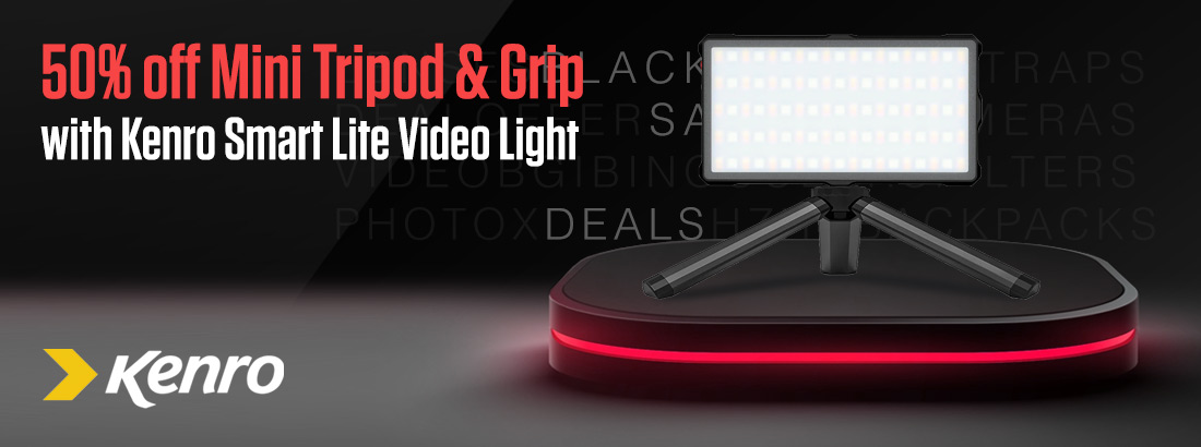 50% off Mini Tripod & Grip with Kenro Smart Lite Video Light