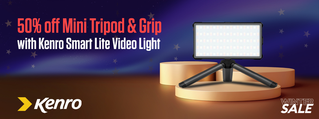 50% off Mini Tripod & Grip with Kenro Smart Lite Video Light