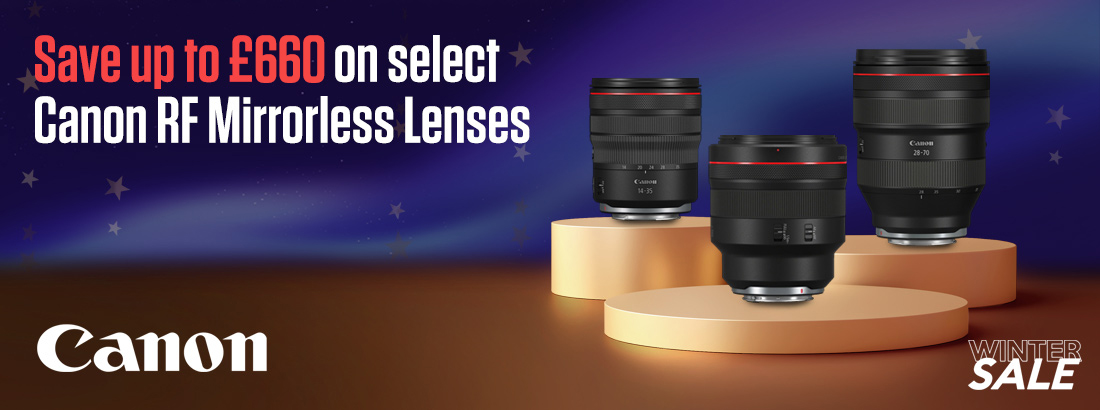 Save up to £350 on select Canon RF Mirrorless Lenses